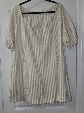 Women’s Striped Tunic Top - Cream Stripe (Oversized)